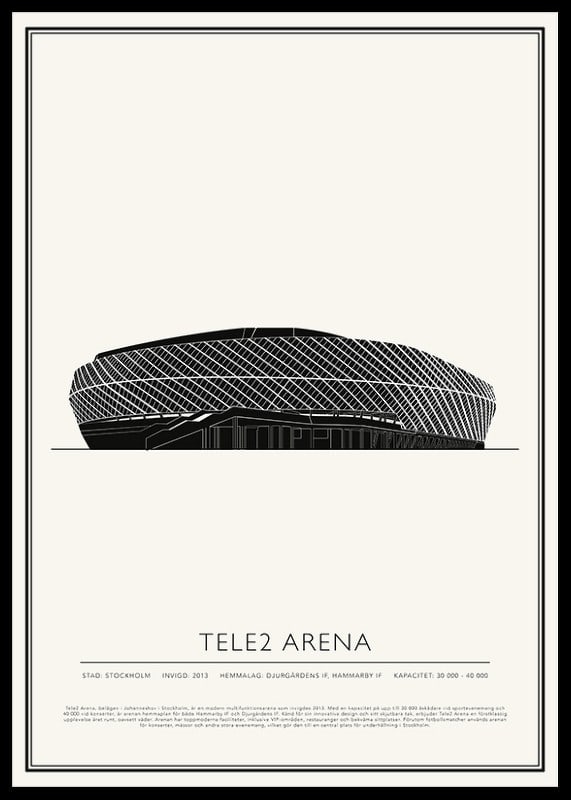 Tele2 Arena Vintage Skiss poster-12
