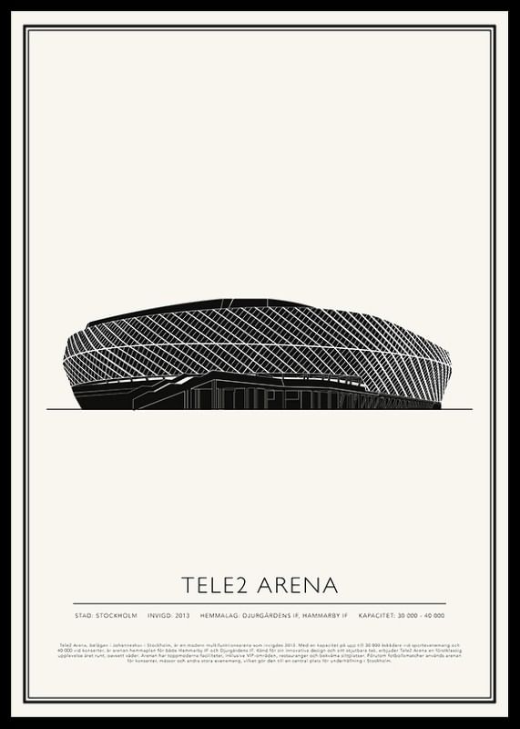 Tele2 Arena Vintage Skiss poster-12