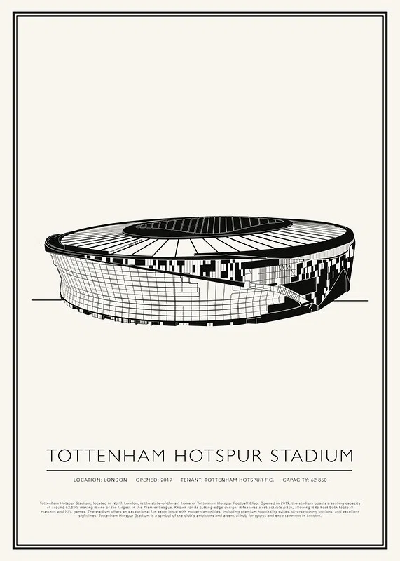 Tottenham Hotspur Stadium Vintage Sketch poster-12