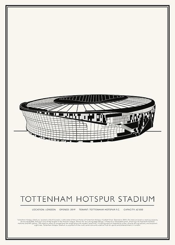 Poster Tottenham Hotspur Stadium Vintage Sketch 01 EN