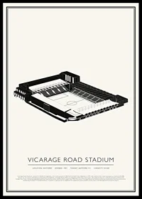 Vicarage Road Stadium Vintage Skiss affisch-0