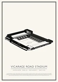 Vicarage Road Stadium Vintage Skiss affisch-1