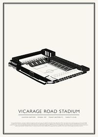Vicarage Road Stadium Vintage Sketch poszter-1