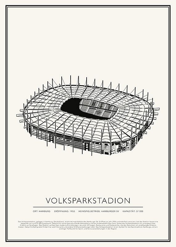 Volksparkstadion Vintage Skizze Poster-12