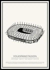 Volksparkstadion vintage skiss affisch-0