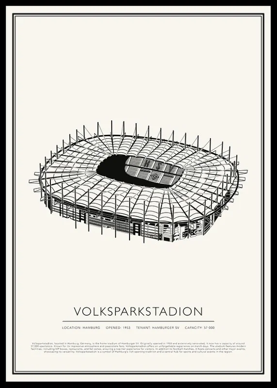 Volksparkstadion vintage skiss affisch-12