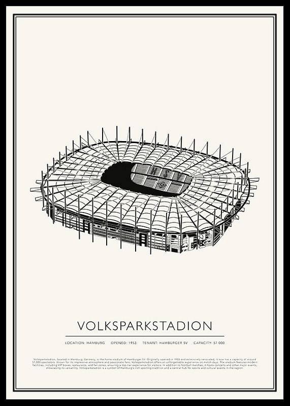 Affiche de croquis vintage du Volksparkstadion-12