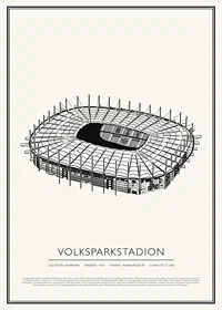 Volksparkstadion vintage skiss affisch-1