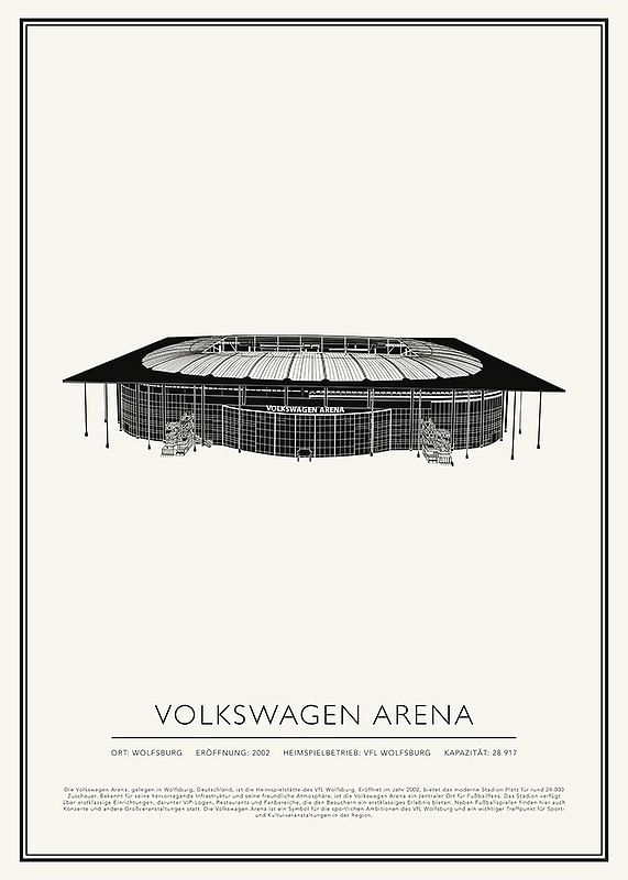 Poster Volkswagen Arena Vintage Skizze 01 DE