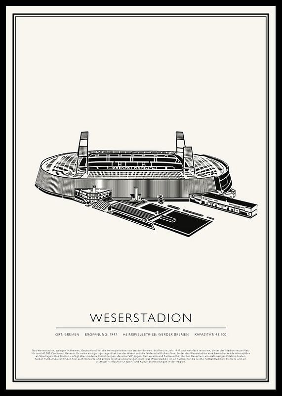 Weserstadion Vintage Skizze Poster-12