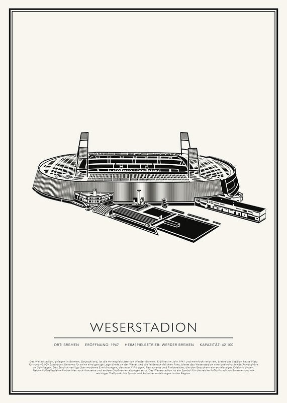 Poster Weserstadion Vintage Skizze 01 DE