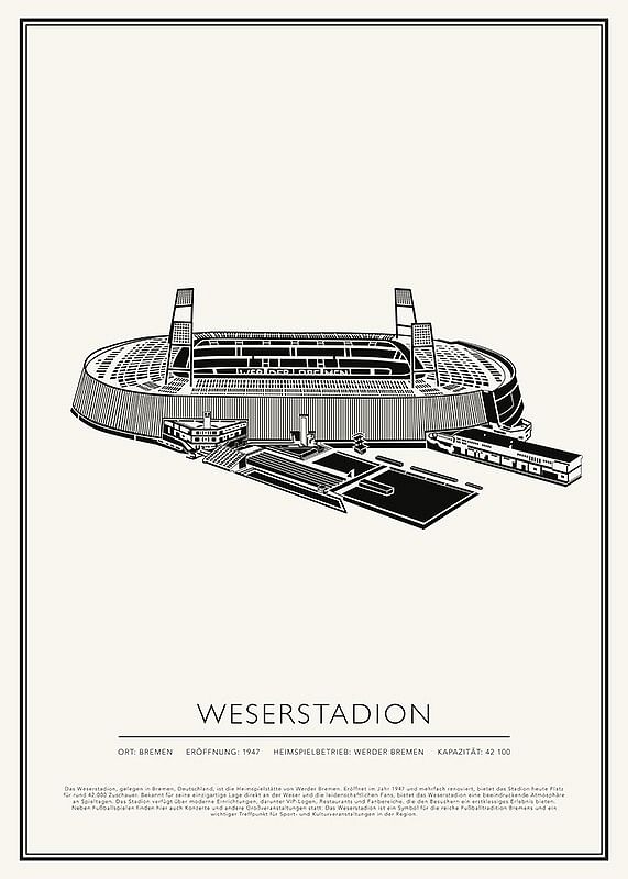Poster Weserstadion Vintage Skizze 01 DE