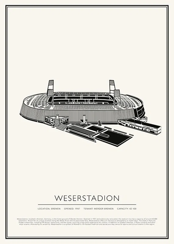 Weserstadion Vintage Sketch poster-12