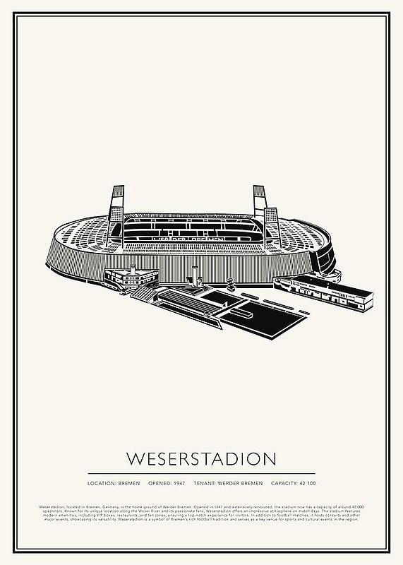Poster Weserstadion Vintage Sketch 01 EN