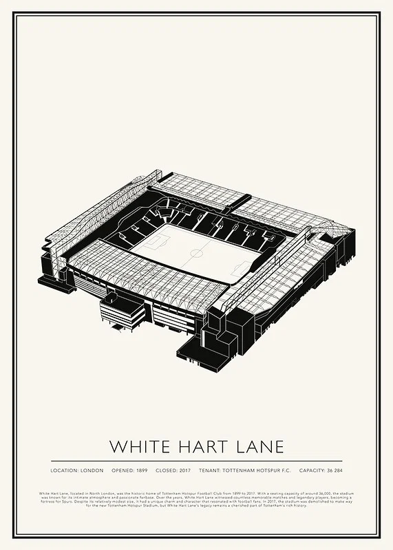 White Hart Lane Vintage Sketch affisch-12