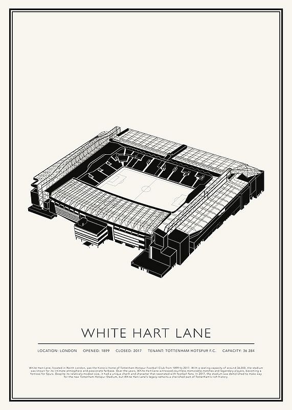 Poster White Hart Lane Vintage Sketch 01 EN