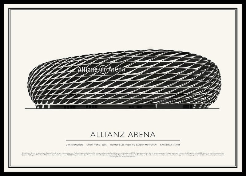 Allianz Arena Vintage Skizze Poster-12
