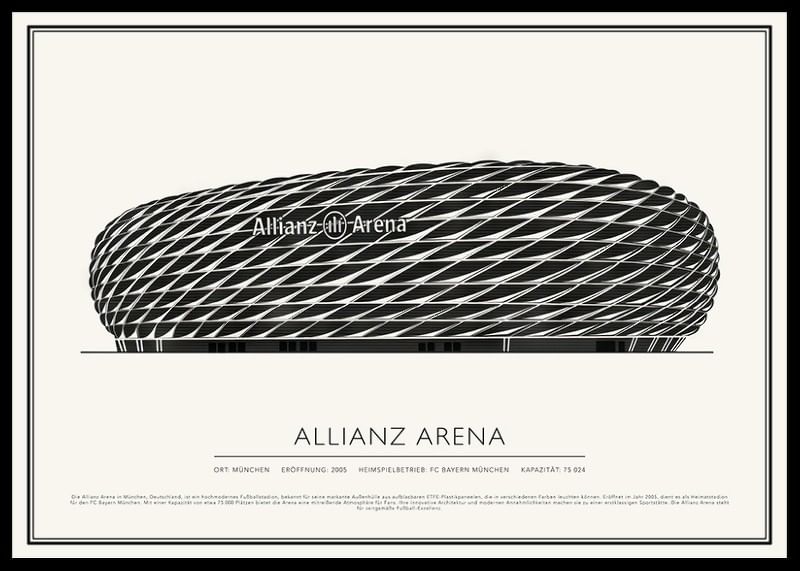Allianz Arena Vintage Skizze Poster-12