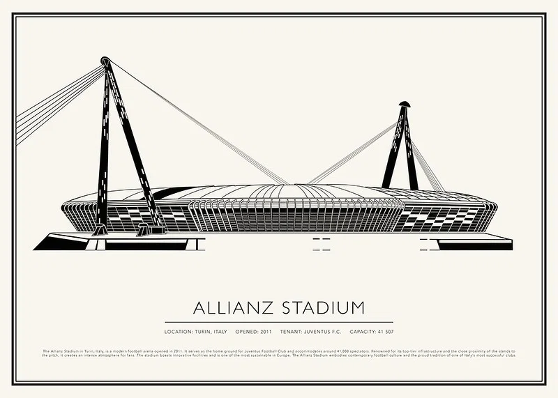 Allianz Stadium Vintage Sketch affisch-12