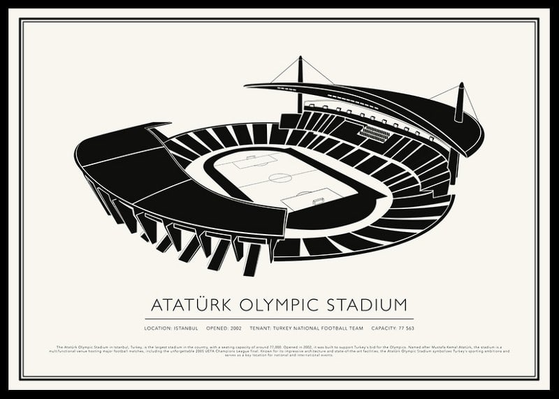 Affiche de croquis vintage du stade olympique Atatürk-12