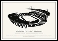 Atatürk Olympic Stadium Vintage Sketch affisch-0