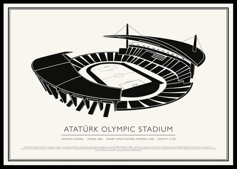 Atatürk Olympic Stadium Vintage Sketch affisch-12