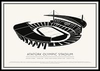 Atatürk Olimpiai Stadion Vintage Sketch poszter-0