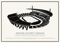 Affiche de croquis vintage du stade olympique Atatürk-1