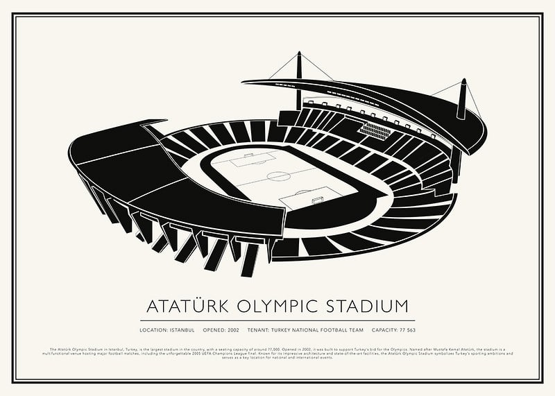 Affiche de croquis vintage du stade olympique Atatürk-12