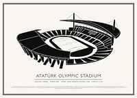 Atatürk Olimpiai Stadion Vintage Sketch poszter-1