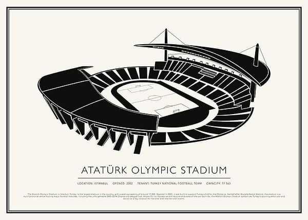 Poster Atatürk Olympic Stadium Vintage Sketch 02 EN