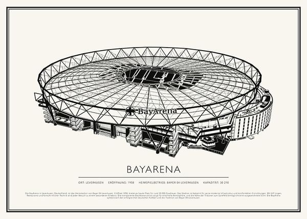 Poster BayArena Vintage Skizze 02 DE
