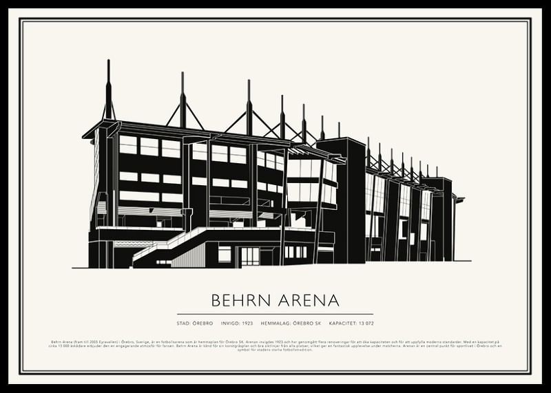 Behrn Arena Fotboll Vintage Skiss poster-12