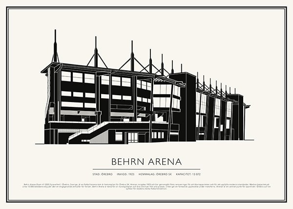 Poster Behrn Arena Fotboll Vintage Skiss 02 SE