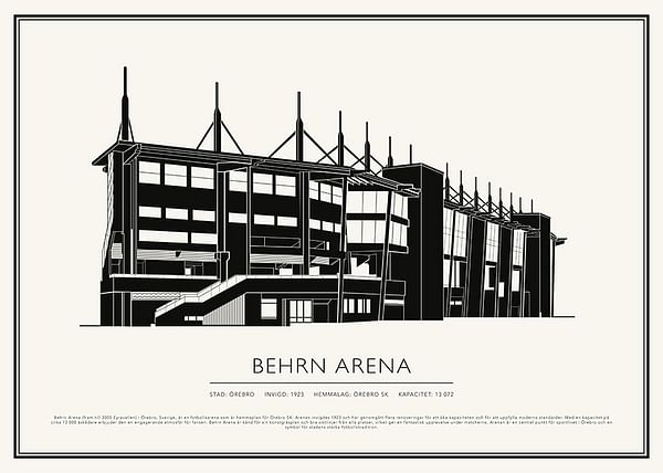 Poster Behrn Arena Fotboll Vintage Skiss 02 SE