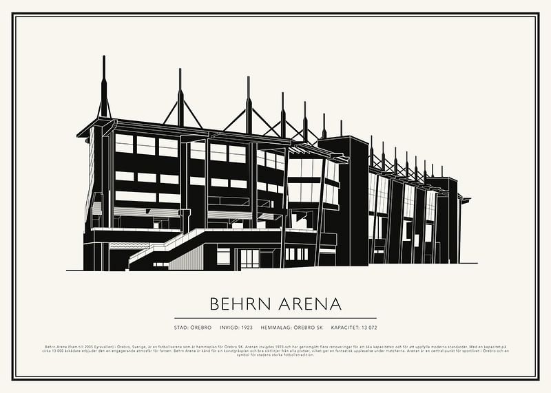 Behrn Arena Fotboll Vintage Skiss poster-12