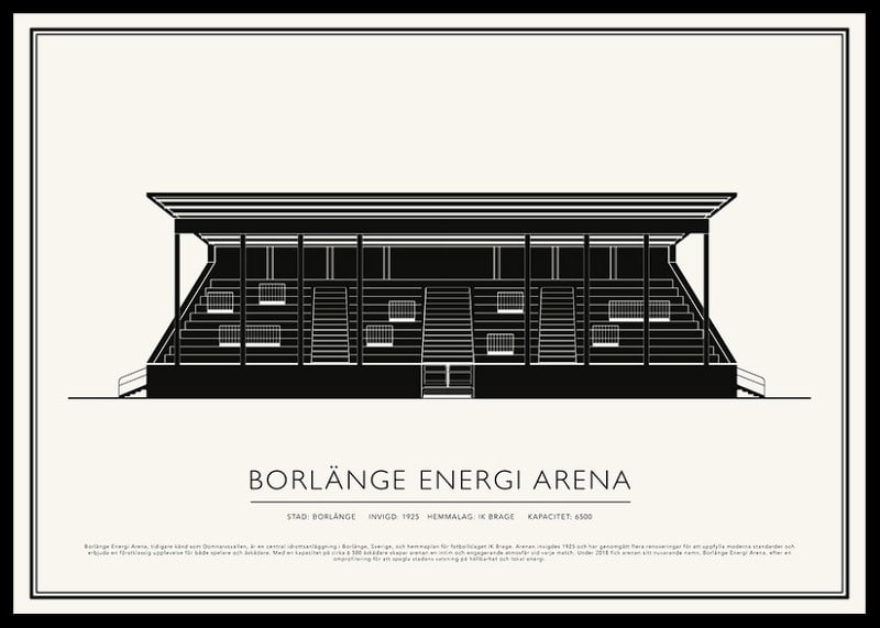 Borlänge Energi Arena Vintage Skiss poster-12