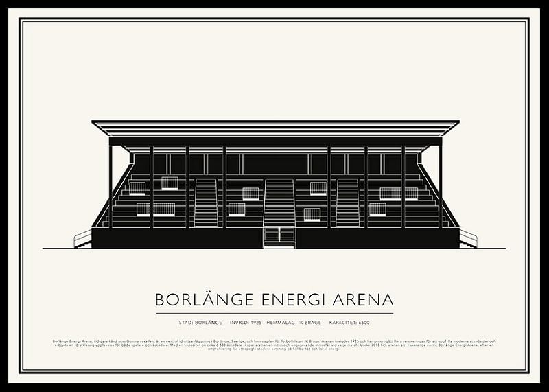 Borlänge Energi Arena Vintage Skiss poster-12