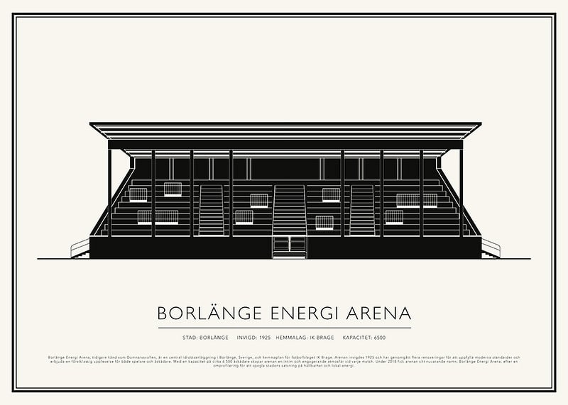 Borlänge Energi Arena Vintage Skiss poster-12