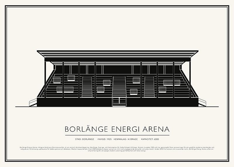 Borlänge Energi Arena Vintage Skiss poster-12