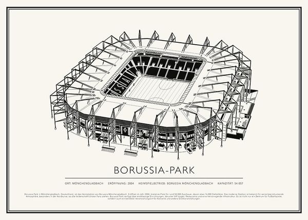 Poster Borussia-Park Vintage Skizze 02 DE