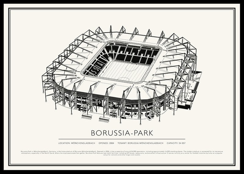 Borussia-Park Vintage Sketch Plagát-12