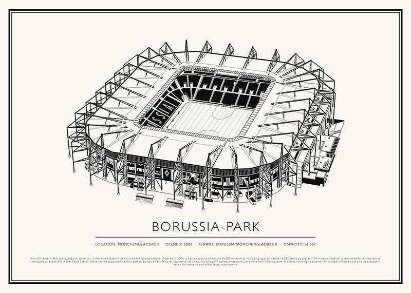 Borussia-Park Vintage Sketch Plagát-12