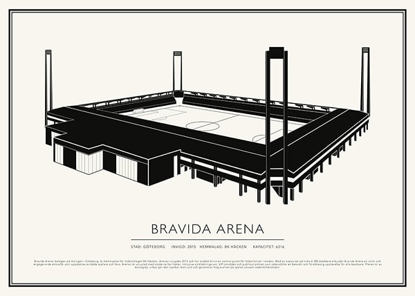 Poster Bravida Arena Vintage Skiss 02 SE