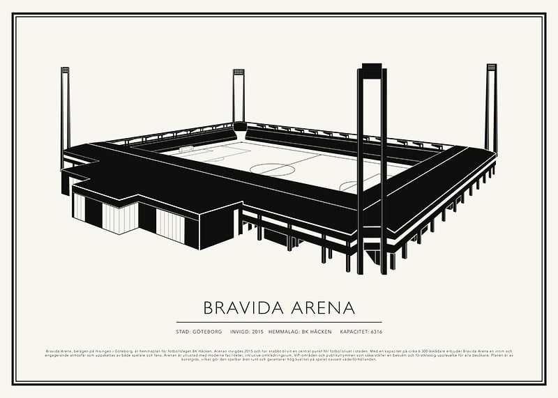 Bravida Arena Vintage Skiss poster-12