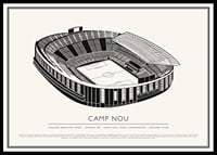 Camp Nou Vintage Sketch póster-0
