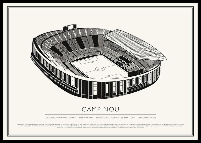 Camp Nou Vintage Sketch póster-12