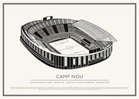 Camp Nou Vintage Sketch póster-1
