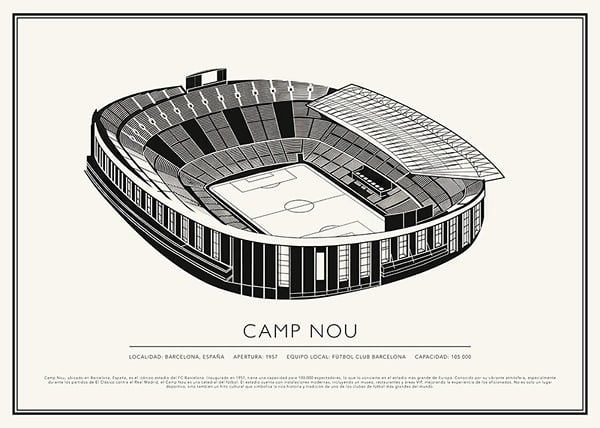 Póster Camp Nou Vintage Sketch 02 ES