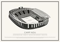 Camp Nou Vintage Sketch póster-1